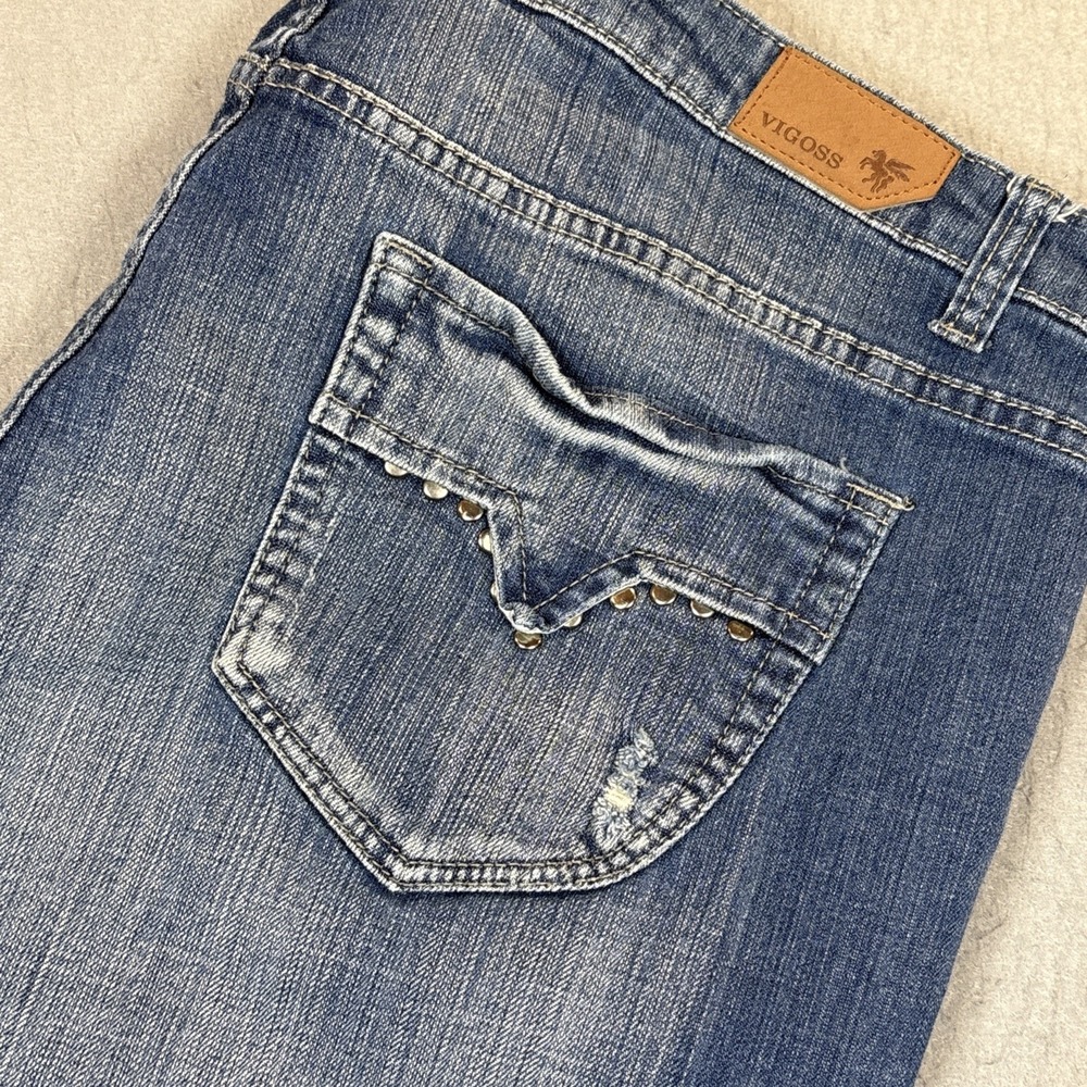 VIGOSS Jean Women Blue Distressed Capri Size 24 Stretch Denim 5 Pockets